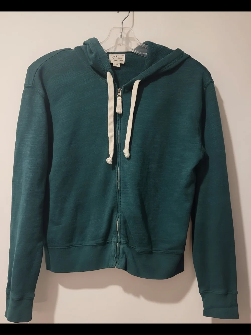 J. Crew Teal Zip Hoodie with Contrast Drawstrings